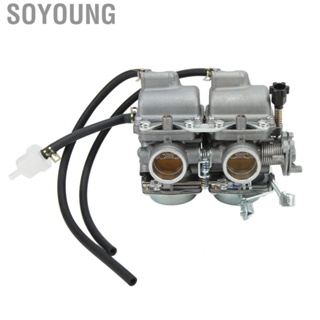 Soyoung Motorcycle Twin Cylinder Carburetor  Motorcycle Double Cylinder Carb Engine Parts Smooth Running Heavy Duty  for Modification