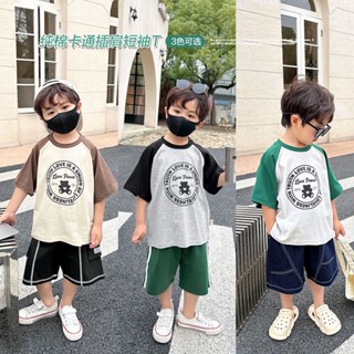 พร้อมส่ง เสื้อยืดแขนสั้น แขนห้าส่วน แฟชั่นฤดูร้อน สําหรับเด็กผู้ชาย