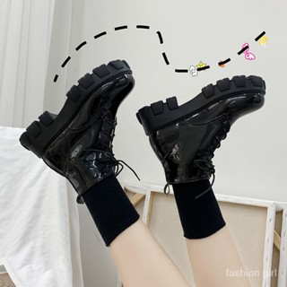 （Fashion Boots）2023รองเท้าบูทมาร์ตินส้นหนาสไตล์เกาหลีใหม่รองเท้าบูทสั้นลำลอง SD41144