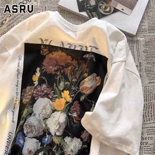 ASRV เสื้อยืด ใหม่แฟชั่นอินเทรนด์แบรนด์หลวมวรรณกรรมคอกลมแขนสั้นเสื้อยืดผู้ชายอินเทรนด์สไตล์เมืองแฟชั่นอ่อนเยาว์