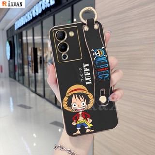 เคสโทรศัพท์มือถือ TPU นิ่ม ทรงสี่เหลี่ยม ลายการ์ตูนลูฟี่ หรูหรา พร้อมสายคล้องข้อมือ สําหรับ Infinix Note 12 G96 Zero 5G Hot 30i 20S 10S 10T Hot12Play 11S NFC 11Play 10Play 9Play Smart6 Smart5