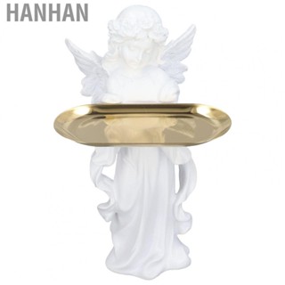 Hanhan Desk Angel Statue  Angel Figurine Jewelry Storage with Alloy Tray for Bedroom for Wedding