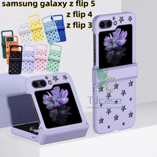 เคสโทรศัพท์มือถือ ฝาพับ กระจายความร้อน ลายดาว สีมาการอง สําหรับ Samsung Galaxy Z Flip 5 Z Flip 4 Z Flip 3 Z Flip 5