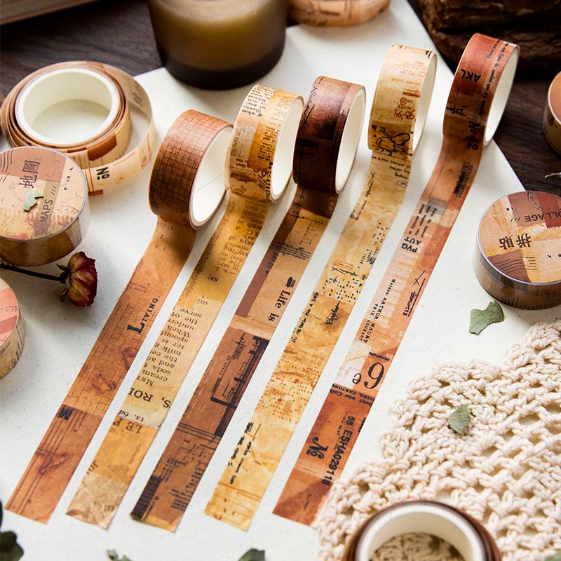 Vintage Washi เทปญี ่ ปุ ่ นตกแต ่ งเขียนเทปวินเทจสําหรับอุปกรณ ์ Scrapbooking Journal DIY Planners