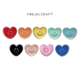 ลูกปัดหัวใจหน้ายิ้มใส Smiley face heart Beads 18mm