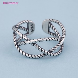 Buildvictor แหวนนิ้วมือ โซ่ไขว้ สีเงิน ปรับได้ คุณภาพสูง สไตล์พังก์ วินเทจ สําหรับผู้หญิง ผู้ชาย TH