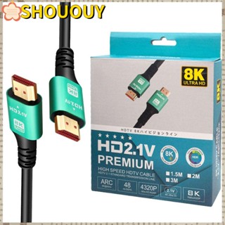 Shououy สายเคเบิล HDMI 2.1 48Gbps OD 8 มม. ชุบทอง 8K 60HZ 4K 120HZ สําหรับ PS5 XBox