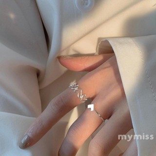 Mymiss1- แหวนแต่งงาน รูปหัวใจ สีพื้น ปรับได้ เครื่องประดับ สําหรับผู้หญิง คู่รัก ของขวัญ