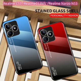 เคสโทรศัพท์มือถือแบบแก้ว สีพื้น สําหรับ Realme C53 C 53 Realme C53 Nfc Realme Narzo N53 N 53