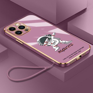 เคสโทรศัพท์มือถือ ลายการ์ตูนนักบินอวกาศ พร้อมสายคล้อง สําหรับ iPhone 15 Pro Max 15 Plus