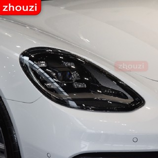 สติกเกอร์ฟิล์มใส TPU ติดไฟหน้ารถยนต์ สีดํา สําหรับ Porsche Panamera 971 2017 2018 2019 2020 2021 2 ชิ้น