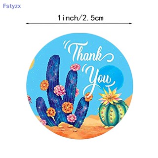 Fstyzx ใหม่ สติกเกอร์ฉลาก Thank You ลายดอกไม้ สําหรับติดตกแต่งขนมหวาน 500 ชิ้น ต่อม้วน FY