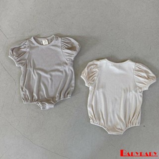 Babybaby- ชุดรอมเปอร์ คอกลม แขนสั้น สีพื้น สําหรับเด็กผู้หญิง