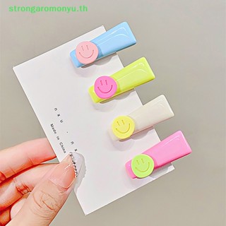 Strongaromonyu กิ๊บติดผมเรซิ่น โลหะ ทรงกลม ลายหน้ายิ้มน่ารัก สีแคนดี้ สร้างสรรค์ เครื่องประดับแฟชั่น สําหรับผู้หญิง