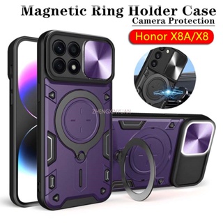 เคสโทรศัพท์มือถือแบบแข็ง กันกระแทก พร้อมแหวนขาตั้ง สําหรับ Honor X8a X8 X7A X7 5G 4G HonorX8a HonorX8 2023