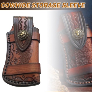New Handmade Leather Sheath Cowhide Pouch Cover Case Holder For Folding Cutter