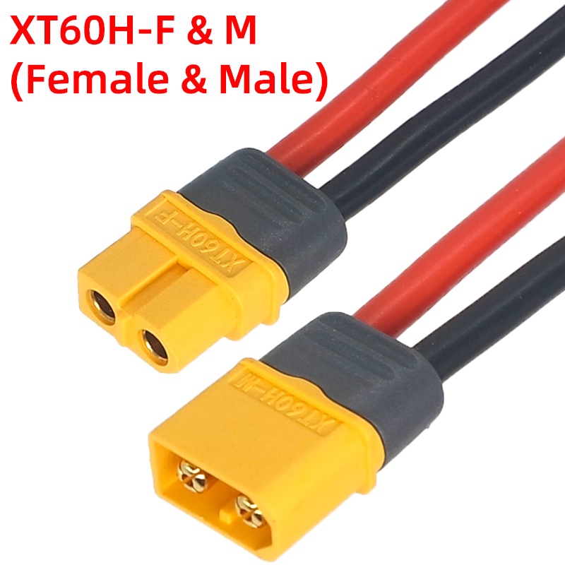 Xt60h ปลั๊กซ็อกเก็ตเชื่อมต่อแบตเตอรี่ลิเธียม ตัวผู้ ตัวเมีย XT60H-F/M 10 ซม. 20 ซม. 30 ซม. 12AWG 16AWG สําหรับรถบังคับ