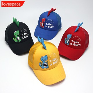 Lovespace หมวกเบสบอล ผ้าตาข่าย ระบายอากาศ ปักลายการ์ตูนไดโนเสาร์น่ารัก แฟชั่นฤดูใบไม้ผลิ และฤดูร้อน สําหรับเด็ก E7Z1