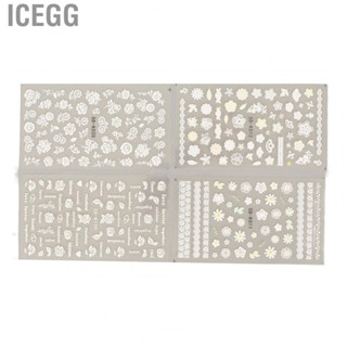 Icegg 4pcs Nail  Kit Hollow Self Adhesive 5D Colorful Set NEW