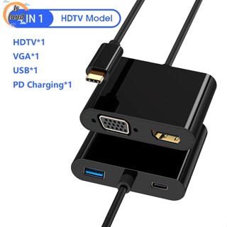 【IS】อะแดปเตอร์ฮับ Type-c เป็น 4K Hdmi เข้ากันได้กับ VGA 4-in-1 Usb 3.0 Otg พอร์ตชาร์จ Pd สําหรับคอมพิวเตอร์ โน้ตบุ๊ก มือถือ