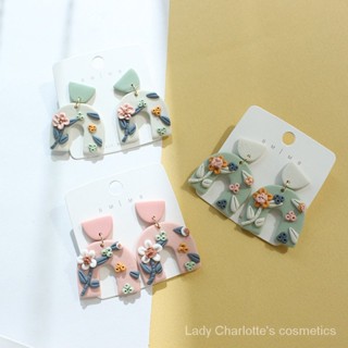 [0625]YWPY-EH New Brickearth Clay Stud Earrings Handmade Earrings Female Niche High-Grade Retro Temperament Polymer Clay Aggregation Brickearth Earrings Cute Sweet Cool Y2K