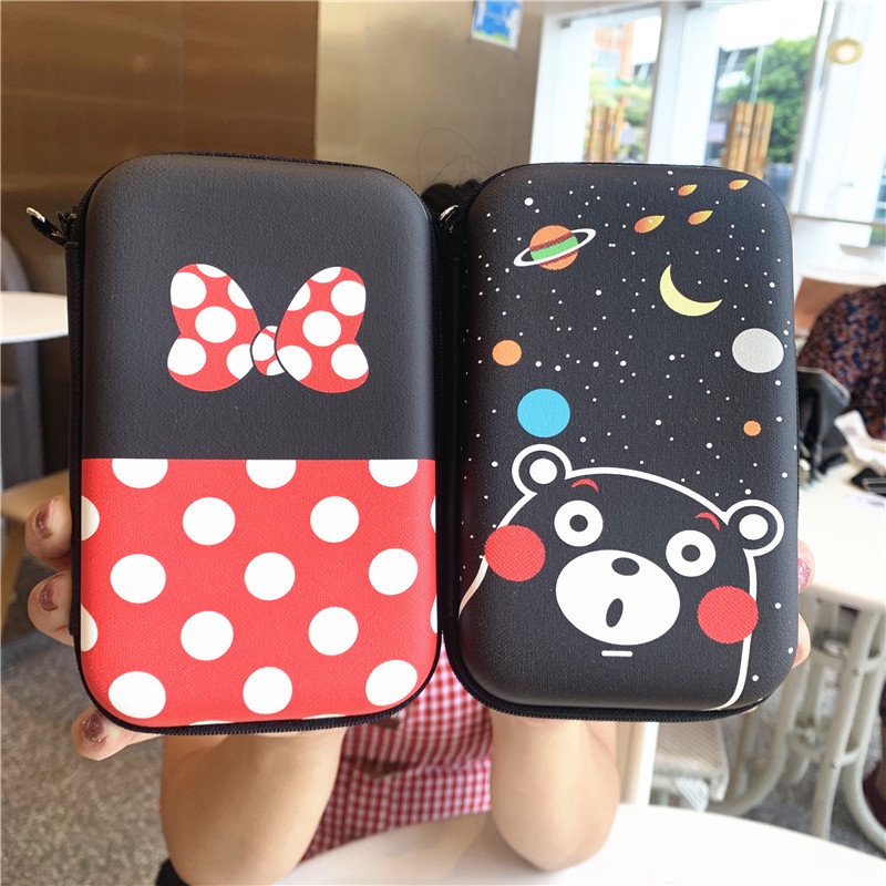 กระเป๋าเคส ลายมิกกี้ มินนี่เมาส์น่ารัก สําหรับจัดเก็บหูฟัง สายชาร์จพาวเวอร์แบงค์