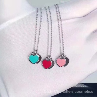 [0625]SDY T Brand Classic Double Love Enamel Pendant Three-Color Heart-Shaped Brand Necklace Clavicle Chain Sweet Cool Sweet Gift Light Luxury Elegant High Sense Y2K