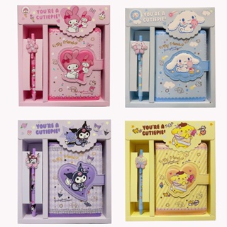 SANRIO ชุดเครื่องเขียน ปากกาเจล หนัง Pu ลาย Mymelody Kuromi Cinnamoroll Pom Pom น่ารัก 5 แบบ