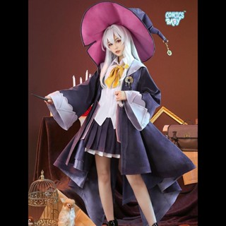 Anime The Journey of Elaina Cosplay Costume ชุดเครื่องแต่งกายคอสเพลย์  เหมาะกับปาร์ตี้ฮาโลวีน Hat Wig Witch Outfit  Lovely Halloween Suit 魔女之旅伊蕾娜