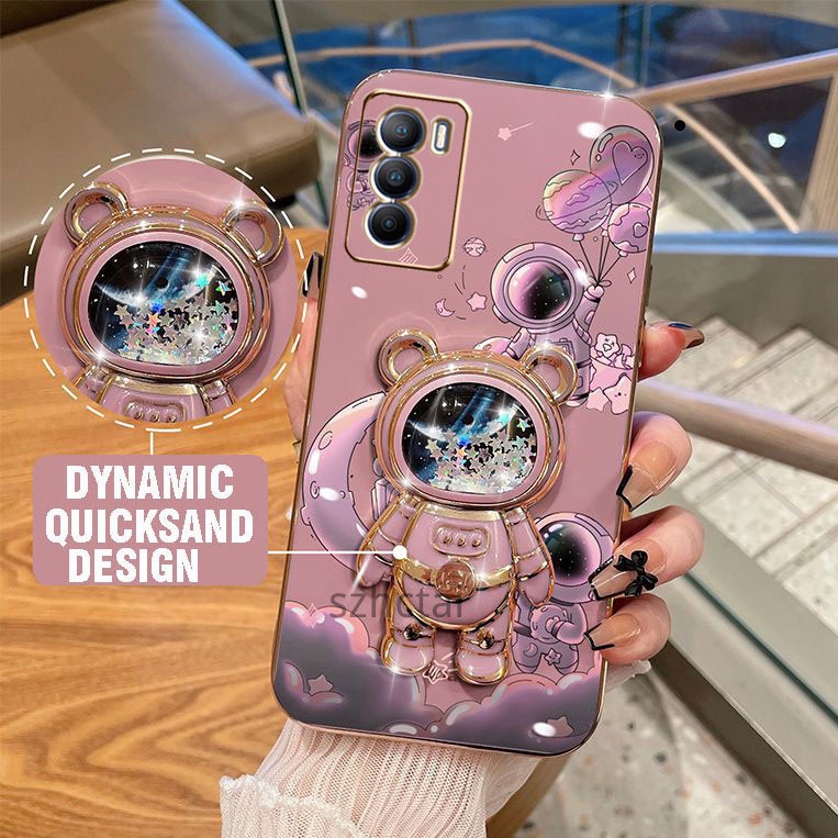 เคส oppo a16 3D นักบินอวกาศ ตัวยึด เคสโทรศัพท์ บางพิเศษ เคลือบไฟฟ้า เรียบ เคสโทรศัพท์ นิ่ม เคสกันกระแทก ฝาครอบกันชน เคสโทรศัพท์ oppo a16