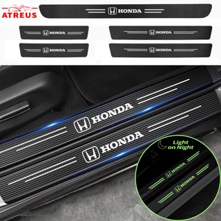 Honda สติกเกอร์คาร์บอนไฟเบอร์เรืองแสง ป้องกันรอยขีดข่วน สำหรับติดประตูรถยนต์ Threshold stickers to prevent trampling Honda civic 11th gen fd fc eg fk HRV Jazz City Mugen Fit Vezel Accord BRV WRV Stream