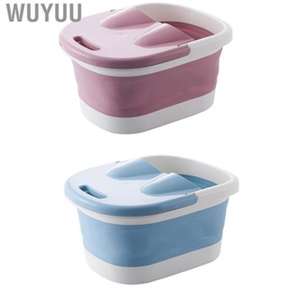 Wuyuu Foot Bath Tub  Plastic Prevent Slip Convenient Carry Handle Cover Collapsible Rounded Foot Bath Spa Tub  for Men for Travel