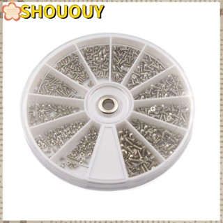 Shououy ชุดสกรูสเตนเลส ขนาดเล็ก M1 M1.2 M1.4 M1.6 12 แบบ สําหรับซ่อมแซมแว่นตา 600 ชิ้น