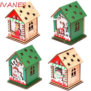 IVANES บ้านไม้ 3D DIY ของเล่นเสริมการเรียนรู้เด็ก สําหรับคริสต์มาส