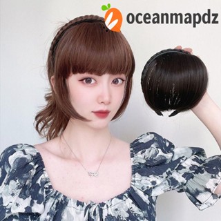 OCEANMAPDZ ที่คาดผมปลอม ผมหน้าม้า สีดํา ปุย เป็นระเบียบ ต่อผม ในชิ้นผม ธรรมชาติ เด็กผู้หญิง อินเทรนด์ วิกผมทนความร้อน