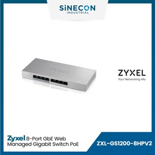 Zyxel ไซเซล รุ่น GS1200-8HPV2 สวิตซ์ 8-port GbE Web Manged Switch Power PoE