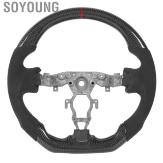 Soyoung Steering Wheels Carbon Fiber Wheel Suede with Red Stitching Fit for Nissan 370z 2009-2020