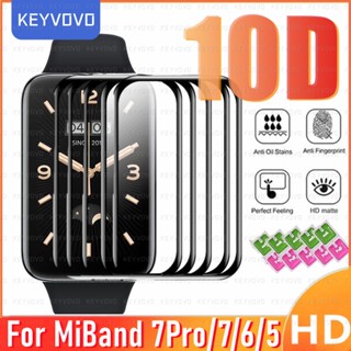 ใหม่ ฟิล์มกระจกนิรภัยกันรอยหน้าจอ 10D พร้อมสายคล้อง สําหรับ Xiaomi Mi Band 7Pro Xiaomi Smart Band MI6 6 5 7 Pro