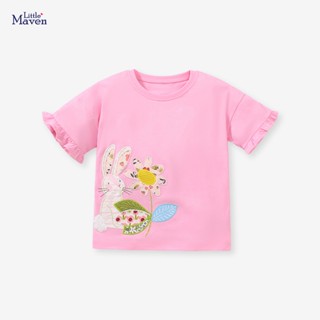 เสื้อยืดคอกลม แขนสั้น ผ้าฝ้าย ลาย Little maven น่ารัก แฟชั่นฤดูร้อน สําหรับเด็กผู้หญิง