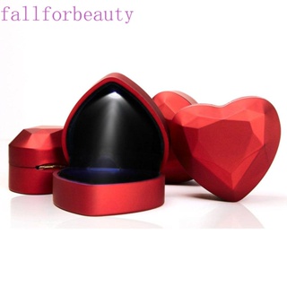 FALLFORBEAUTY กล่องเก็บแหวนหมั้น แหวนแต่งงาน กํามะหยี่ รูปหัวใจ สีแดง