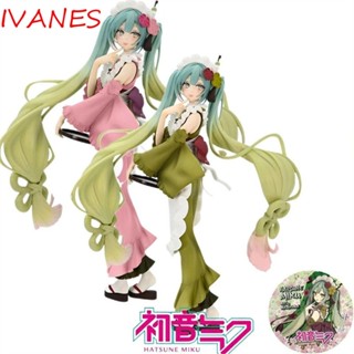 Ivanes โมเดลฟิกเกอร์ PVC รูปการ์ตูนอนิเมะ Hatsune Miku Matcha Ice Cream Miku ขนาด 23 ซม. ของขวัญวันเกิด