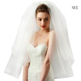 Nex Tulle ชุดแต่งงาน ผ้าคลุมไหล่ ตาข่ายขนปุย สีขาว หลายชั้น หวีผมเจ้าสาว Br