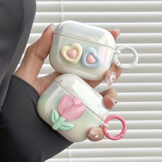 เคสหูฟังบลูทูธไร้สาย ลายดอกทิวลิป 3D หลากสี พร้อมพวงกุญแจ สําหรับ airpods 2 3 pro 2