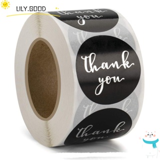 LILY สติกเกอร์ฉลาก Thank You มีกาวในตัว ทรงกลม สีดํา เงิน 1 นิ้ว 500 ชิ้น สําหรับงานแต่งงาน