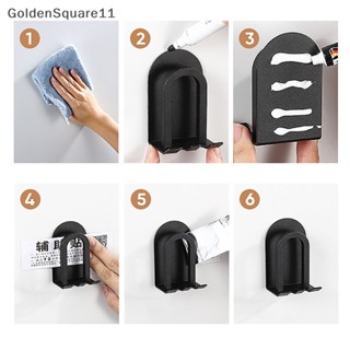 Goldensquare ที่วางแปรงสีฟัน แก้วน้ํา แบบอลูมิเนียมอัลลอย ไม่ต้องเจาะผนัง สีโปร่งใส สําหรับห้องน้ํา