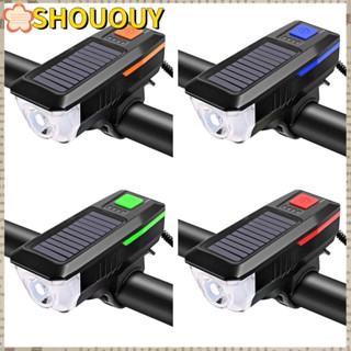 SHOUOUY ขายดี ไฟหน้าจักรยาน สะท้อนแสง พลังงานแสงอาทิตย์ ชาร์จ USB