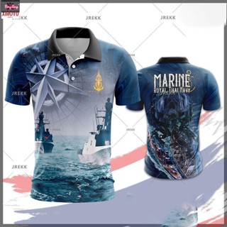 เสื้อคอปกพิมพ์ลายกองทัพเรือใส่สบาย ระบายอากาศ