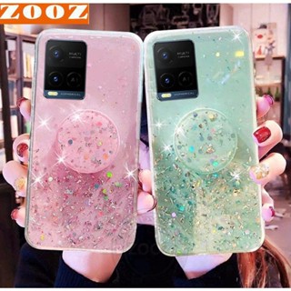 เคสโทรศัพท์ซิลิโคน TPU แบบนิ่ม ลายกากเพชร ประดับเลื่อม หรูหรา พร้อมขาตั้ง สําหรับ vivo Y02 Y02s Y01 Y01A Y15A Y15S Y16 Y22 Y22s V25 Pro V25e V25Pro