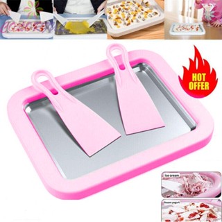 【COLORFUL】Ice Cream Maker Ice Rolls Machine Pan Machine Plastic Ice Shovel With 2 Spatulas