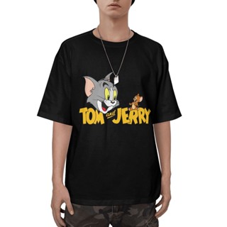 เสื้อ ทอมแอนด์เจอร์รี ทรงหลวม พิมพ์ลายการ์ตูน cotton แฟชั่นคู่รัก Tom and Jerry แขนสั้นคอกลม ผู้ชายและผู้หญิงสามารถใส่